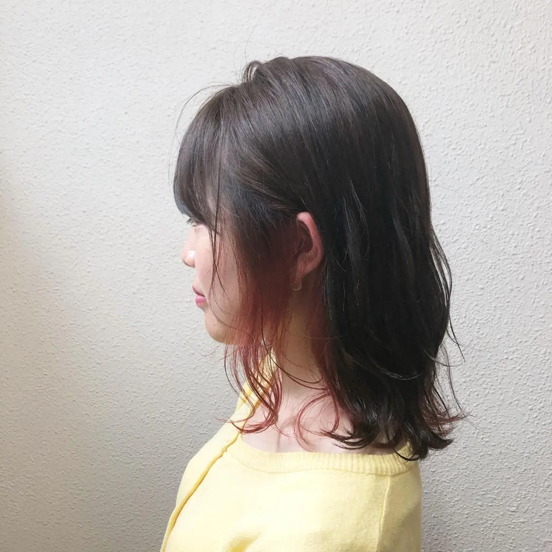 ミディアム カラー レッドカラー カット ヘアカラー トリートメント 中司 莉菜のヘアスタイル