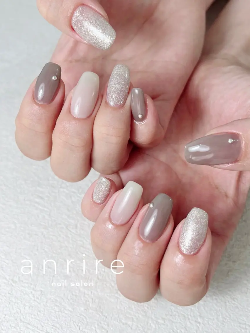 ネイル ジェルネイル ラメ(グリッター) パラジェル シンプルネイル nailsalon anrireのネイルデザイン