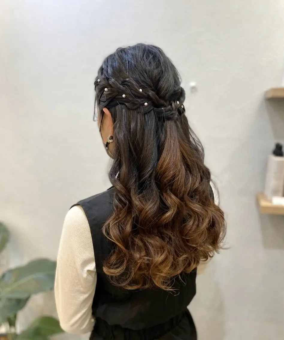 ロング ヘアアレンジ ハーフアップ ヘアセット 【enil代表】 杉林和哉のヘアスタイル