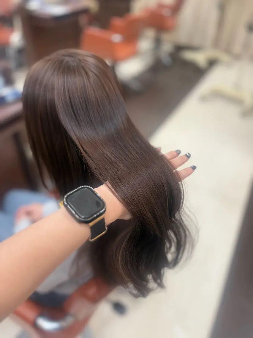ロング カラー ブリーチ ブラウンカラー ダブルカラー ブリーチなしカラー カット ヘアカラー トリートメント 韓国ヘア/ブリーチ /カラー/朝倉友香のヘアスタイル