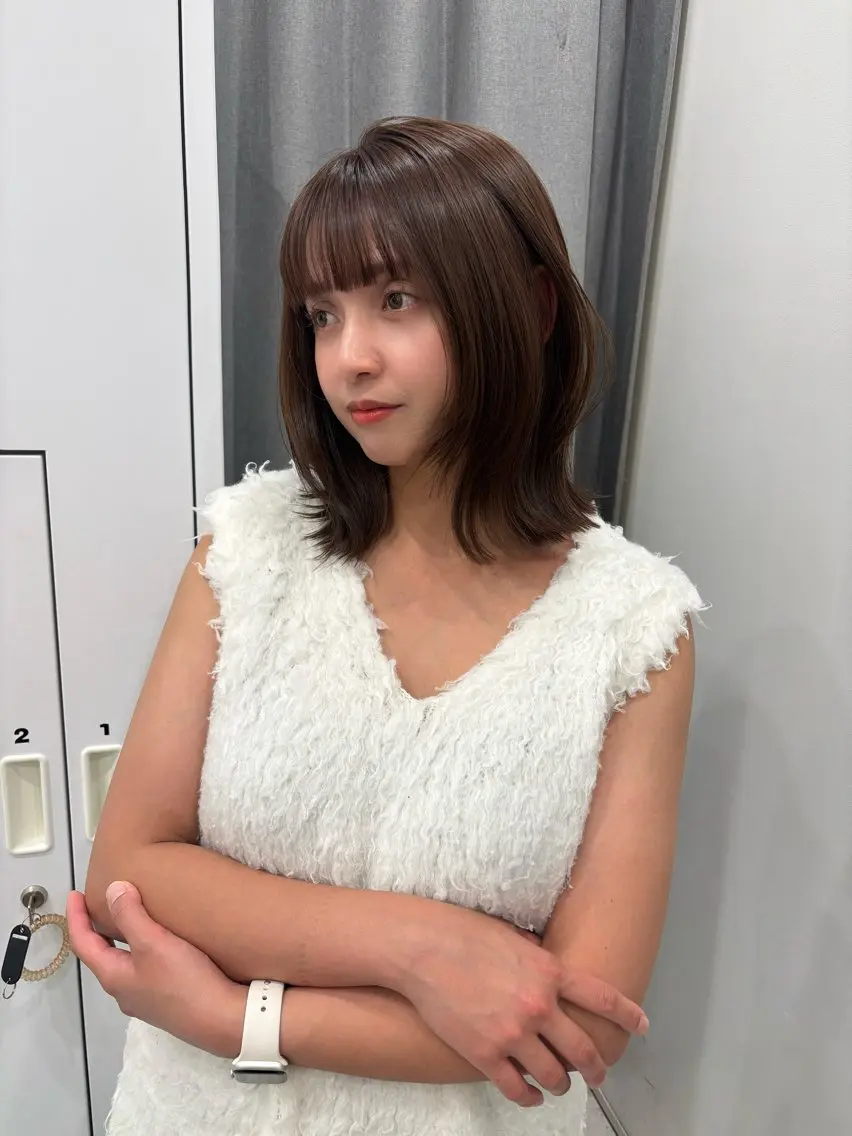 ミディアム カラー ブラウンカラー レイヤーカット カット ヘアカラー トリートメント レイヤーカット🎀 kanaのヘアスタイル