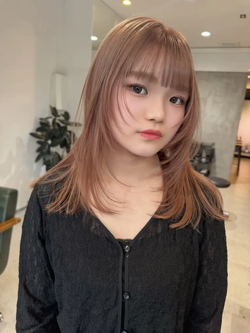 セミロング カラー ヘアカラー レイヤーカット ベージュカラー/小島のヘアスタイル