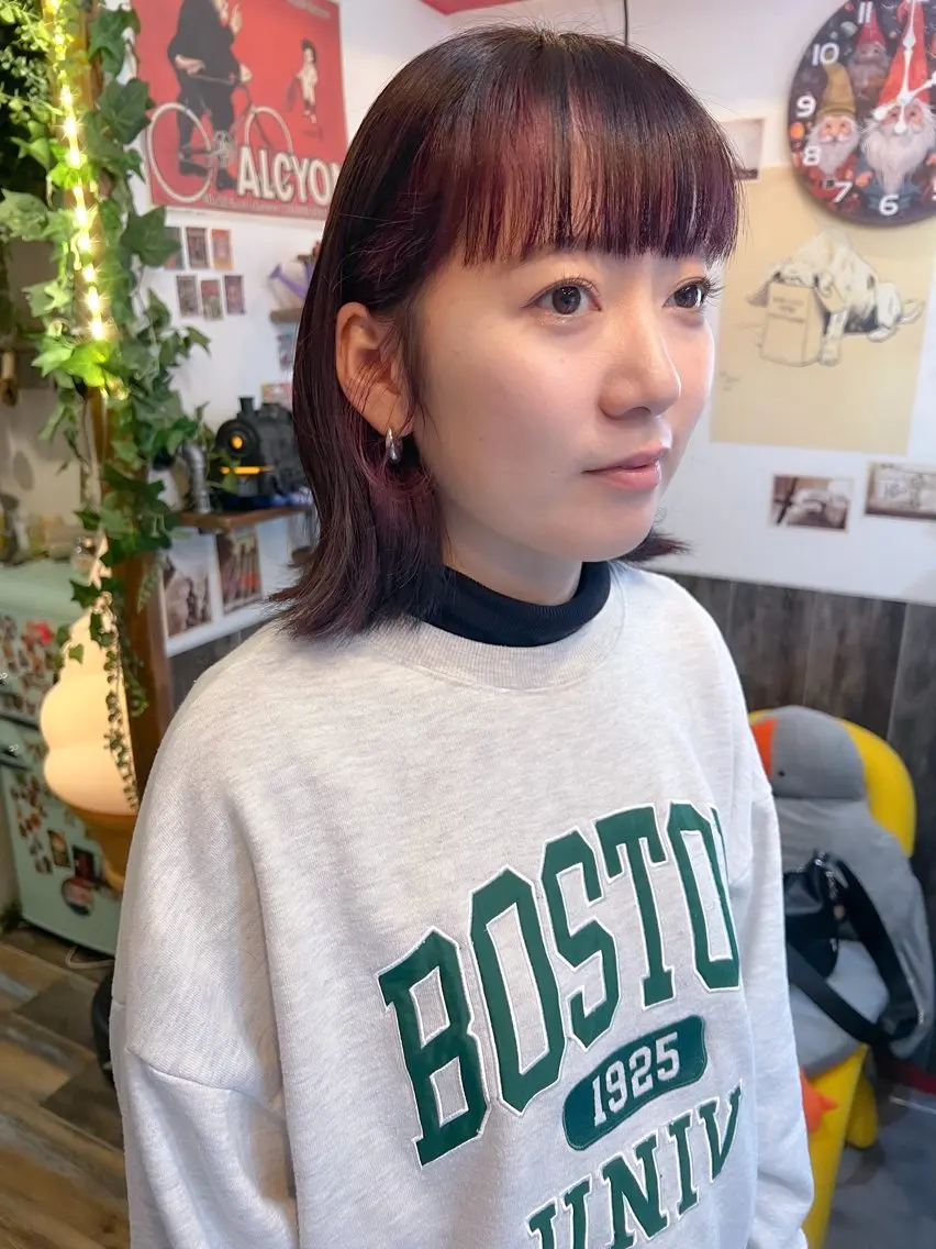 ミディアム カラー ボブ ヘアカラー カラーパティシエ facce🌼ikoのヘアスタイル