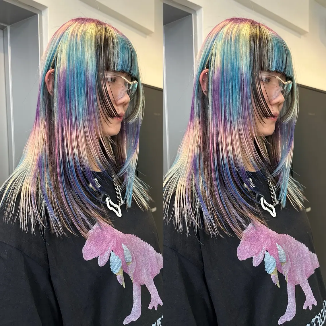 カラー ブリーチ ブルーカラー 透明感カラー デザインカラー ヘアカラー slit kokoroのヘアスタイル