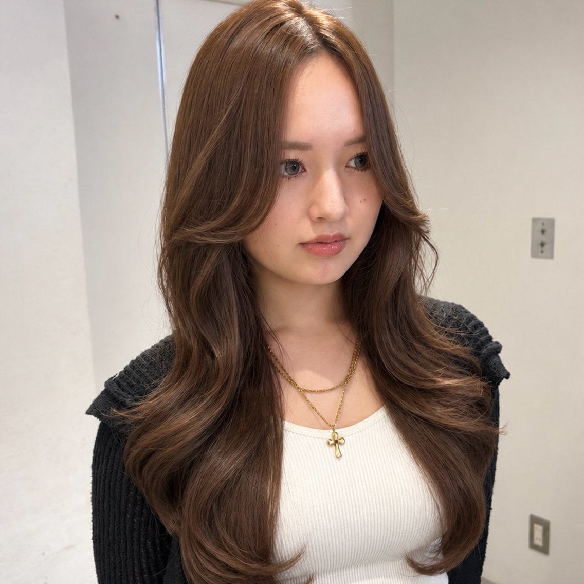 カラー カット ヘアカラー ブラウン/韓国 レイヤーりこ🩵のヘアスタイル