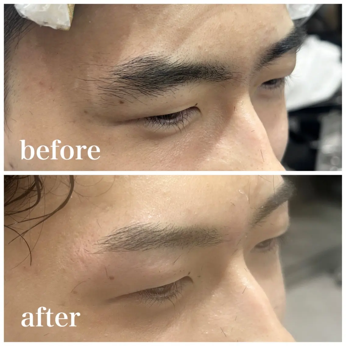 メンズ アイブロウ 眉カット メンズアイブロウ 眉毛ワックス脱毛 曲がる縮毛矯正 LIBER 　岩名のヘアスタイル