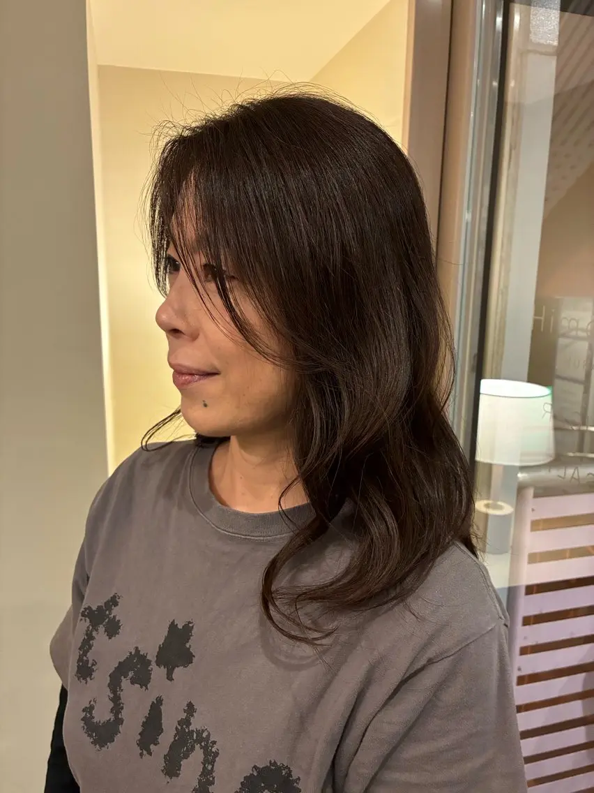 セミロング カラー アッシュ クリスマス ヘアカラー 中野 佑麻のヘアスタイル