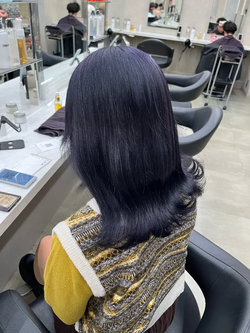 ミディアム ヘアカラー トリートメント ヘッドスパ ヘアセット 寒色/ベージュヘア ブリーチありMiOのヘアスタイル