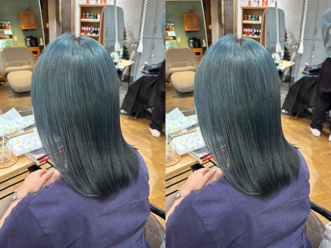 セミロング SAKI⭐️ブリーチ ・艶カラー⭐️のヘアスタイル