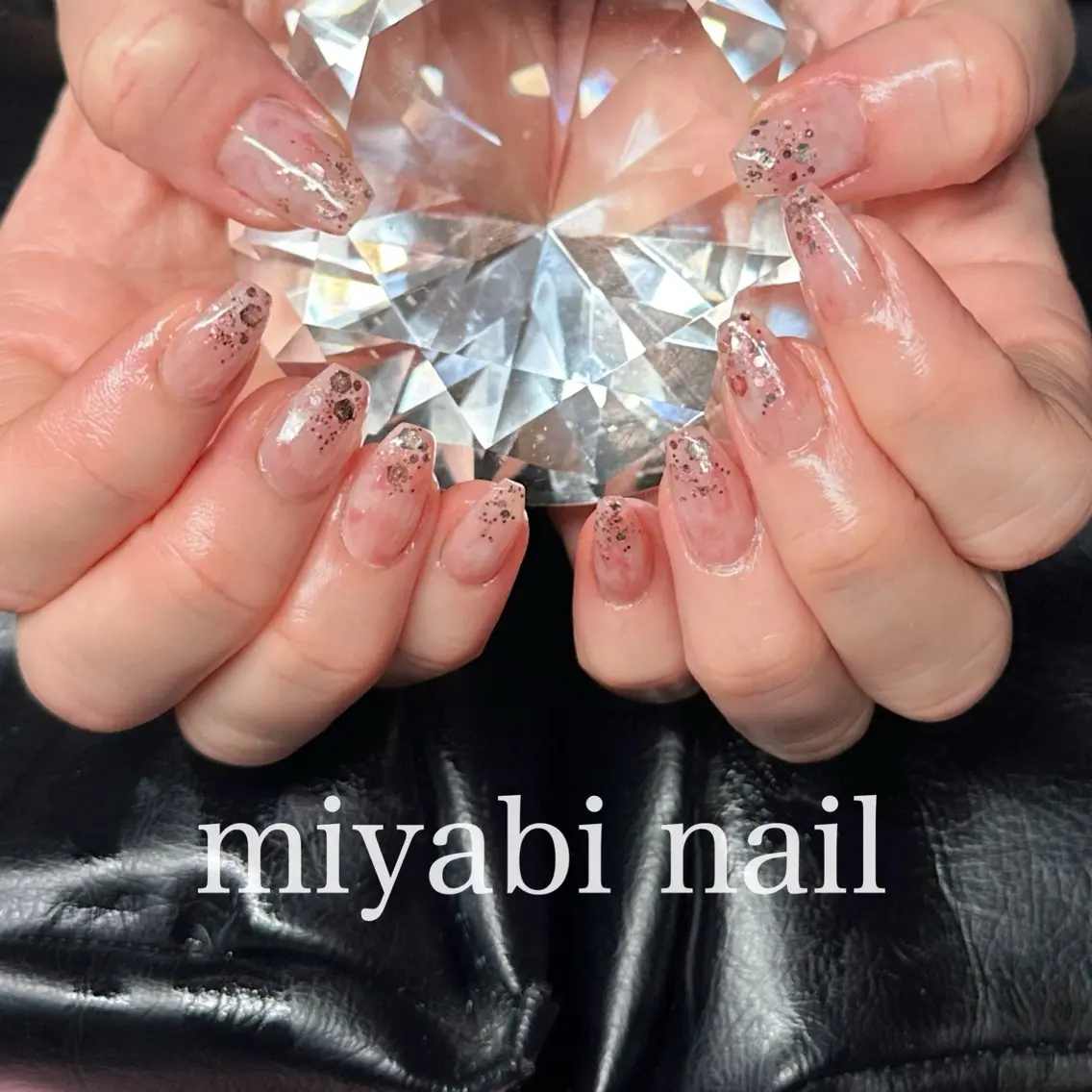 ネイル アートネイル ジェルネイル キラキラネイル ラメ(グリッター) 持ち込み ハンドネイル miyabi nail 桂川駅近くのネイルデザイン