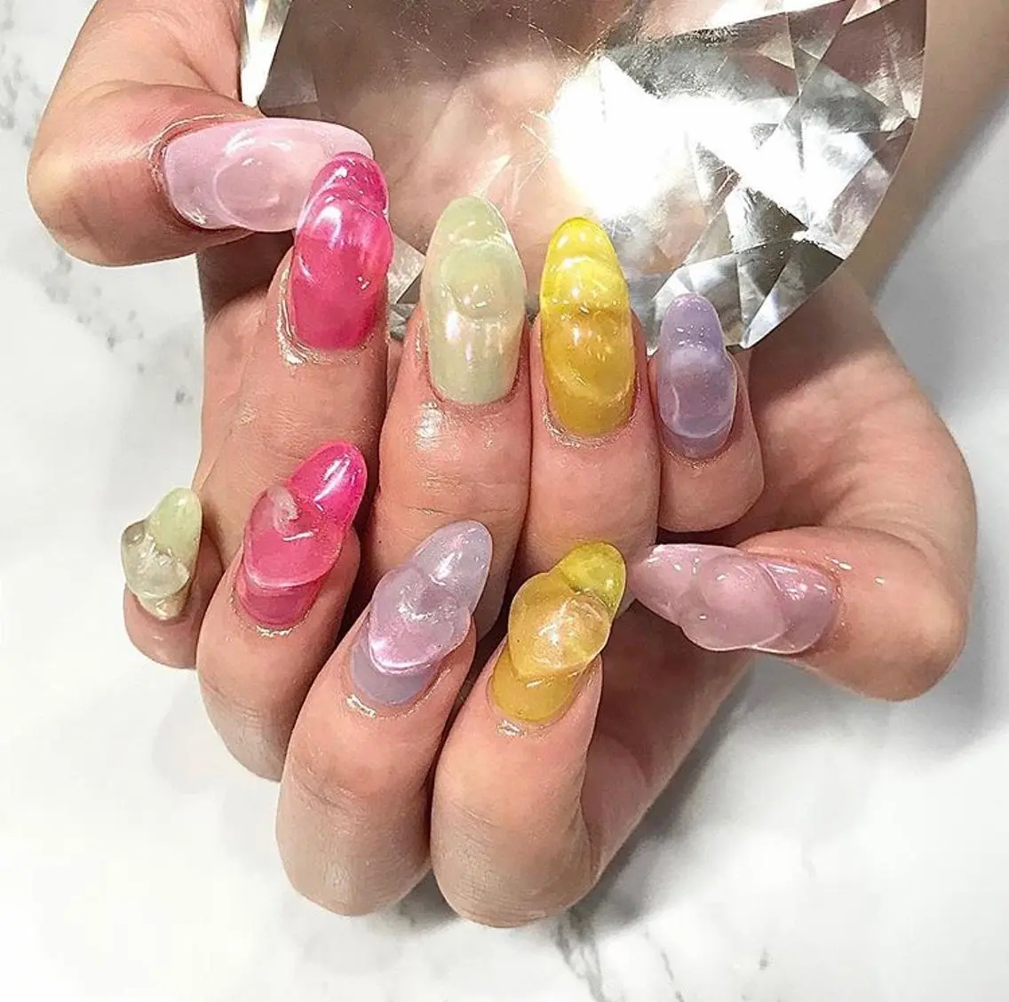 ネイル 渋谷／チップ長さ出し 👑アプレgel-xのネイルデザイン