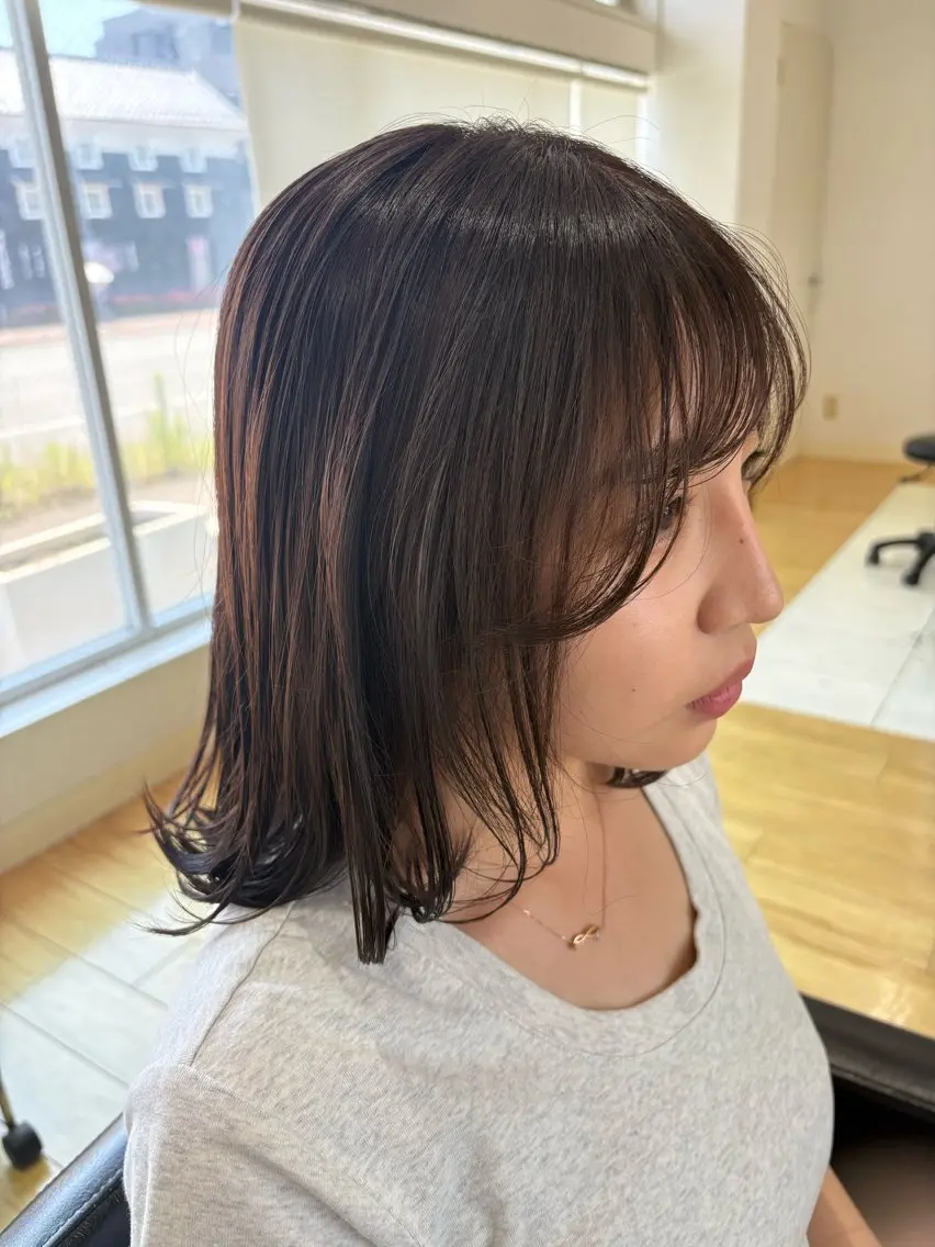 ミディアム カラー ブラウンカラー ナチュラルブラウン ヘアカラー 水江 基のヘアスタイル