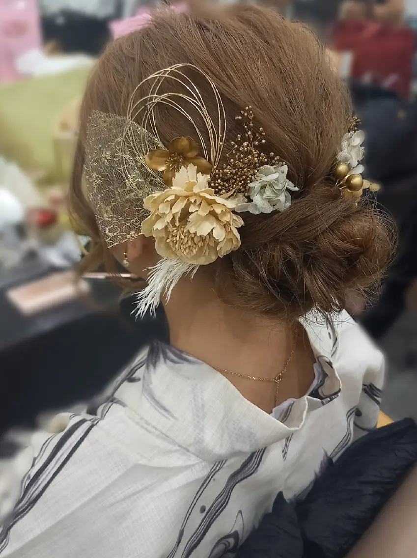 セミロング ヘアアレンジ 浴衣 ヘアセット❤️着付け Akaneのヘアスタイル