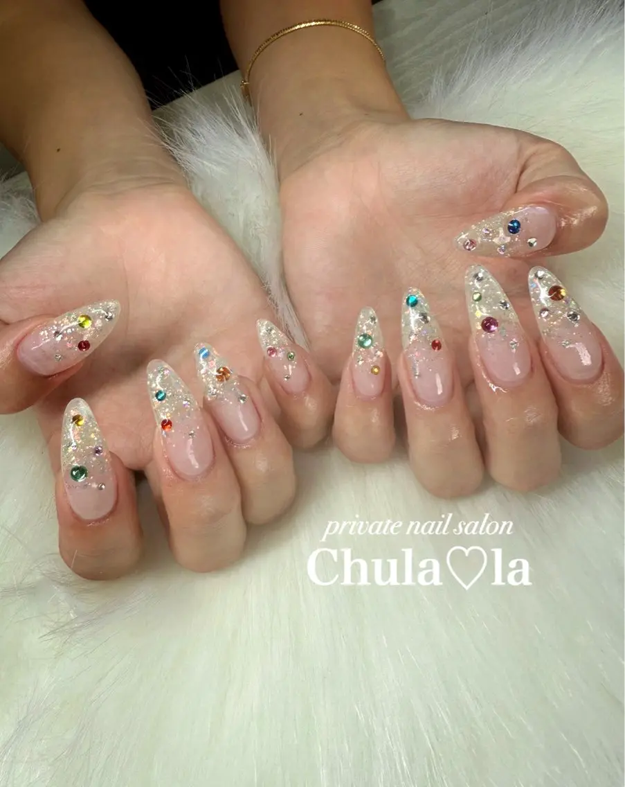 ネイル ストーンネイル ハンドネイル Chula♡la 豊見城市高安のネイルデザイン