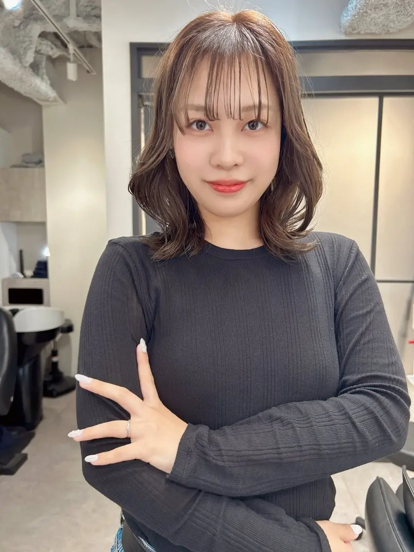 ミディアム カラー カット ヘアカラー トリートメント 髪質改善will hairdesignのヘアスタイル