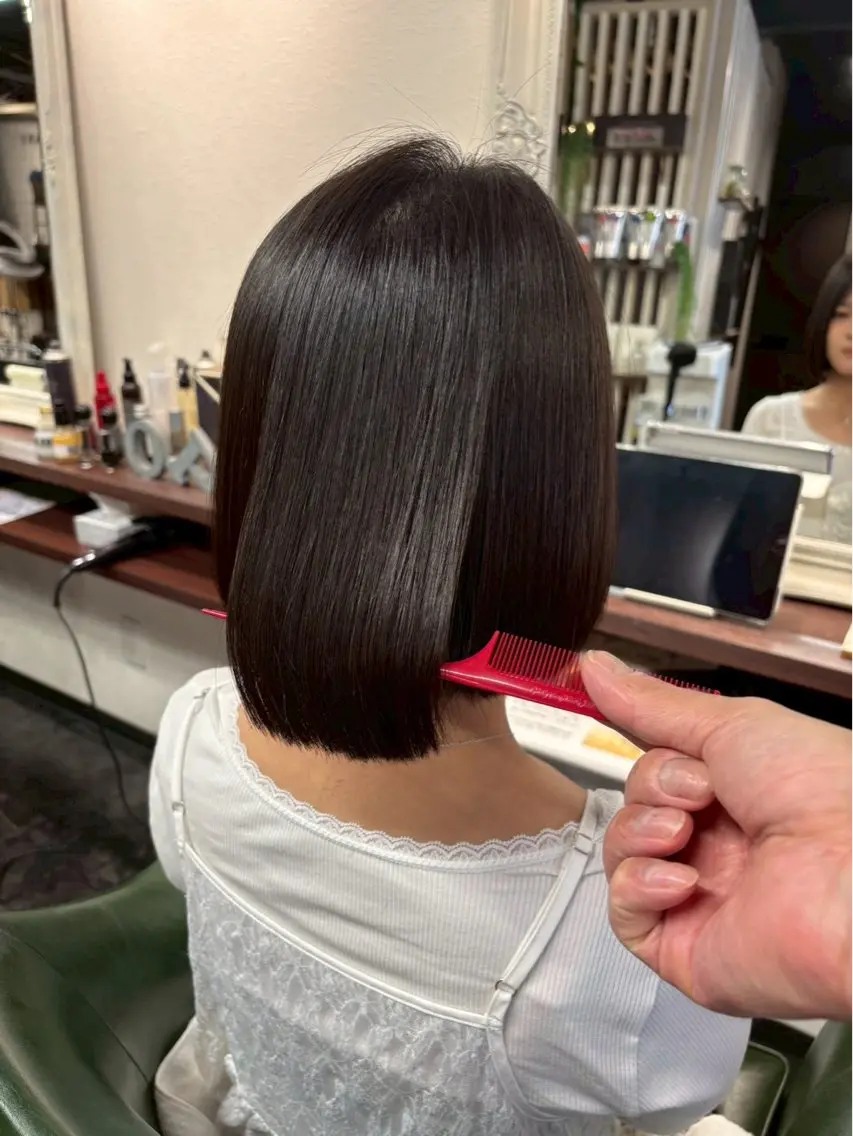 ショート カラー 黒髪 ブラウンカラー 透明感カラー ヘアカラー 梅野 巧成のヘアスタイル