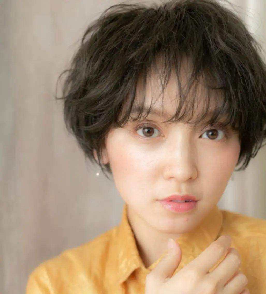 ショート パーマ カット パーマ 艶髪カラー🤍ྀི 強矢 美紗希🩷ྀིのヘアスタイル