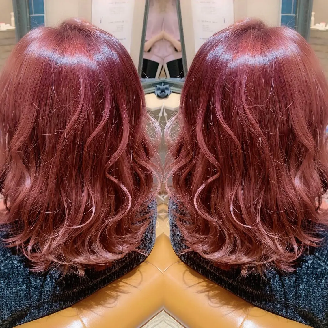 セミロング カラー ピンクカラー バイオレットカラー 韓国🇰🇷 ✂︎hair 内田愛のヘアスタイル