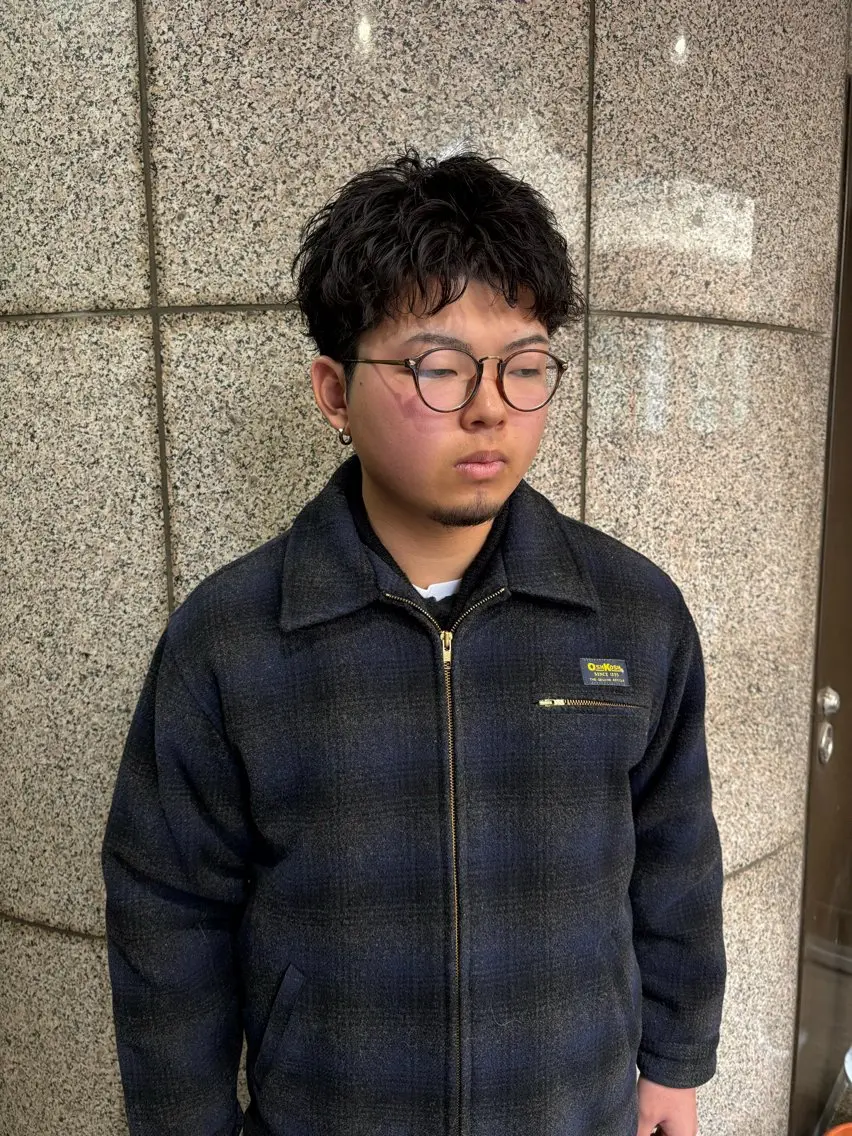 パーマ メンズ カット パーマ スパイキーパーマ 柏NO1 藤本葉のヘアスタイル