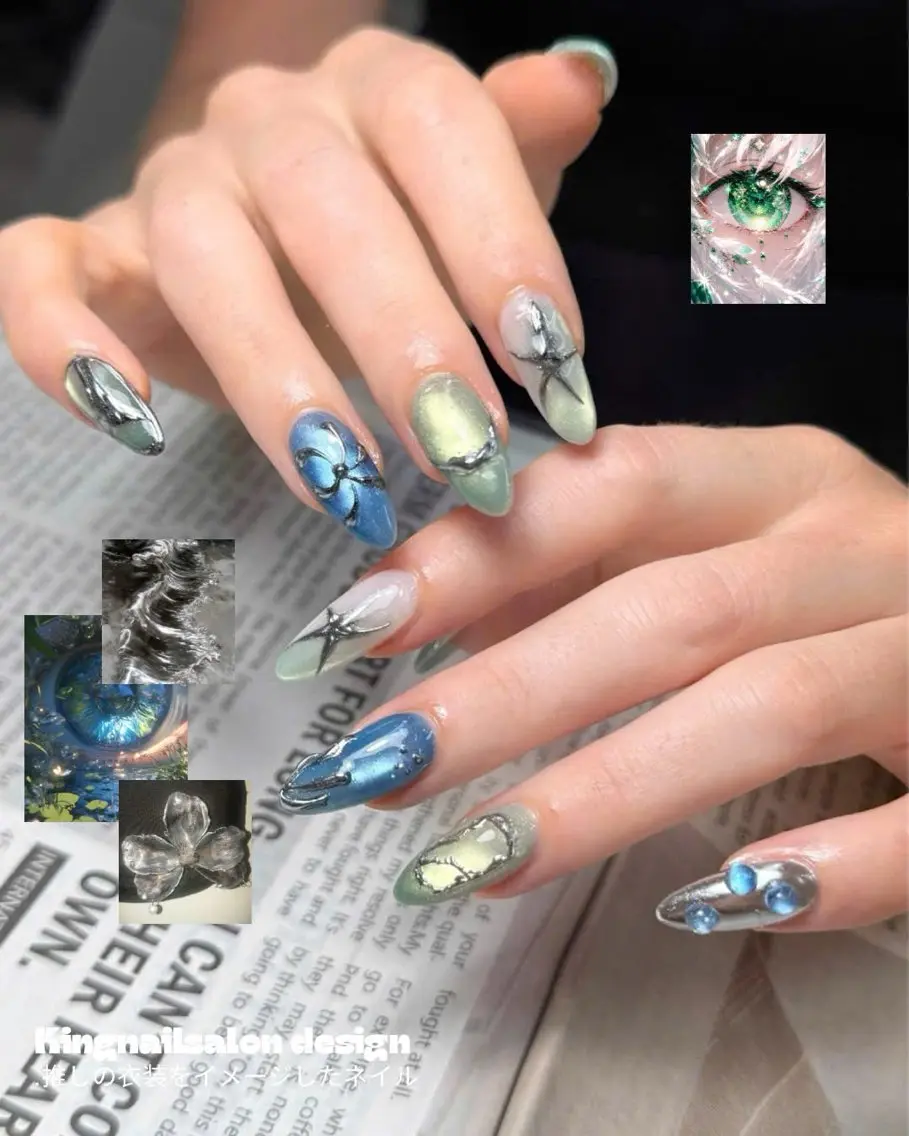 ネイル 長さ出し 韓国ネイル マグネットネイル 持ち込み ストーンネイル ハンドネイル King Nail_Salonのネイルデザイン