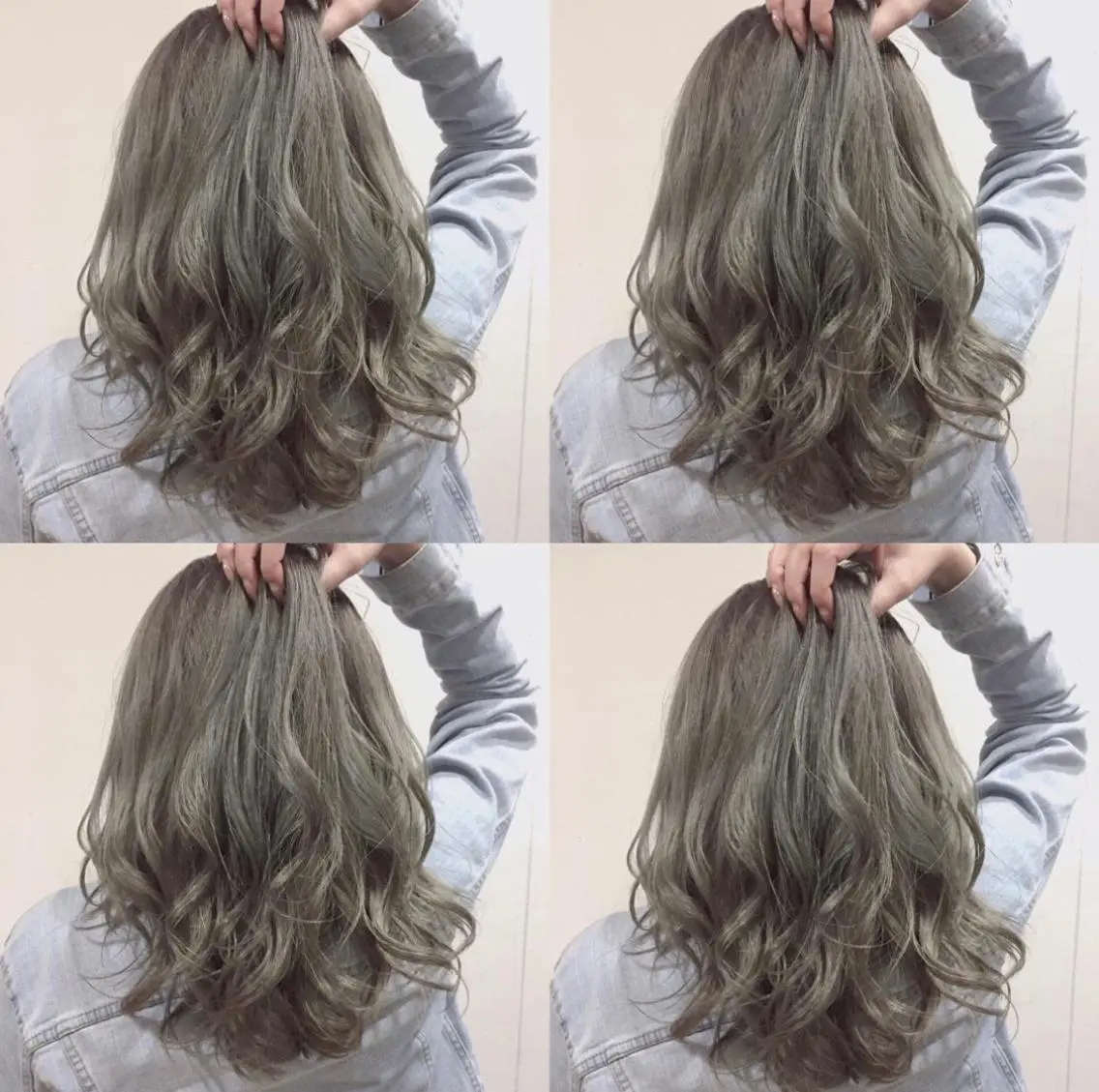 セミロング カラー ヘアアレンジ アッシュ ブリーチ ブロンド ブルーカラー ブルージュ メンズスタイル ly本厚木のヘアスタイル