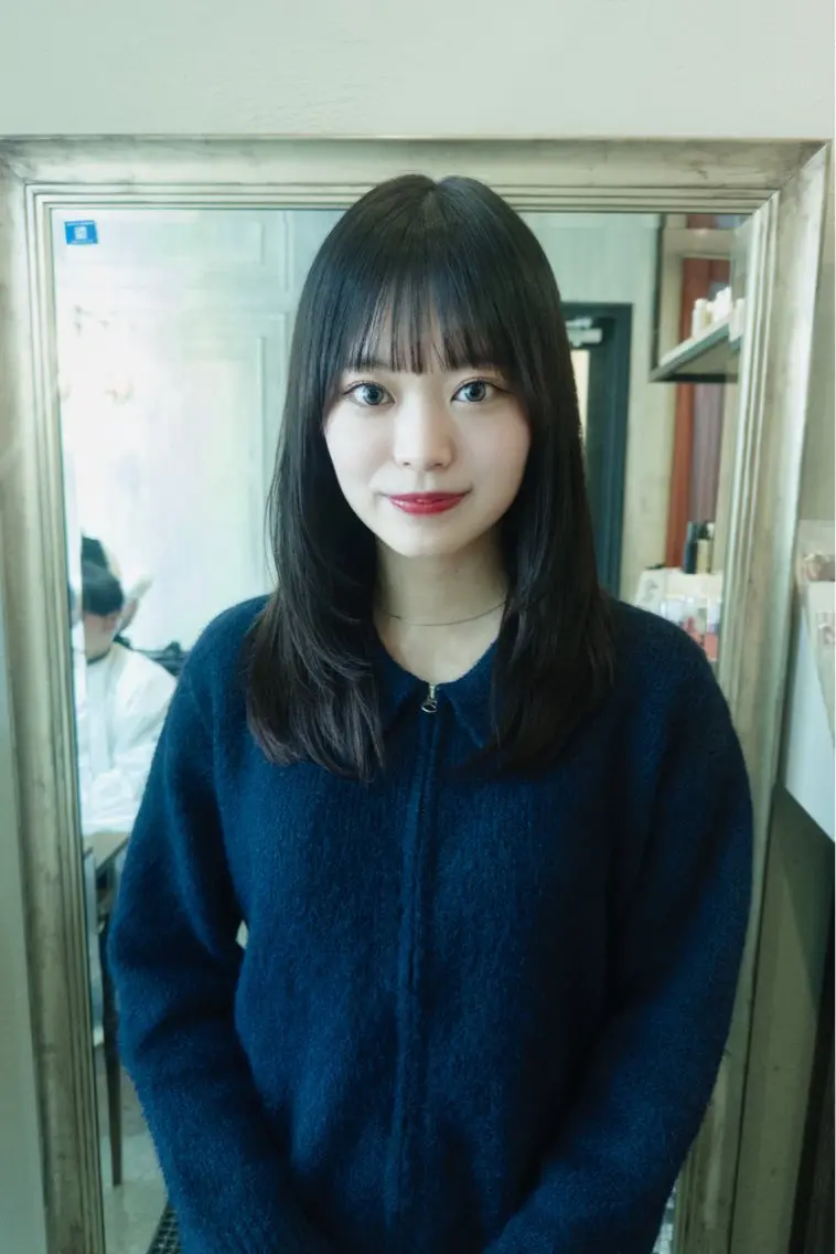 セミロング カラー レイヤーカット カット ヘアカラー 垢抜けレイヤーカット /コテ巻き風パーマのヘアスタイル