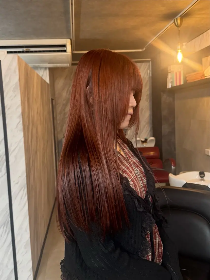ロング カラー ブラウンカラー オレンジ オレンジブラウン ロング ヘアカラー HINA /心斎橋/難波のヘアスタイル