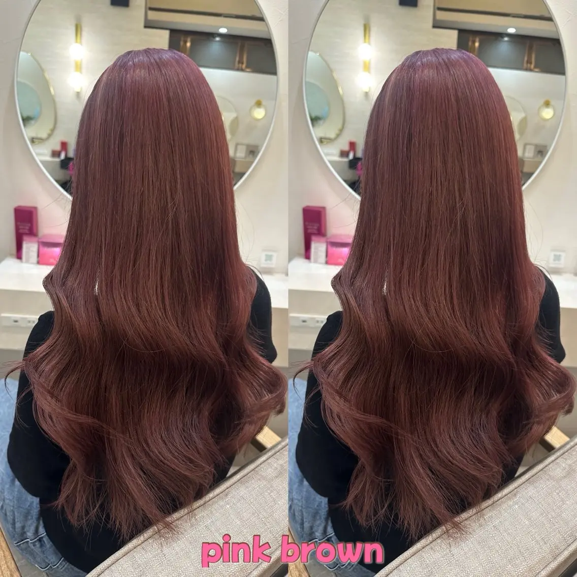 ロング ピンクブラウン ヘアカラー トリートメント lovis🧸ゆうあ 🧸/透明感カラーのヘアスタイル