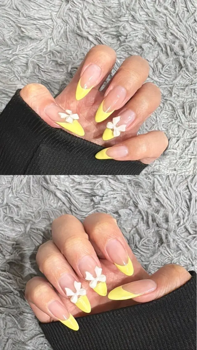 ネイル フレンチネイル パステルネイル 春ネイル 黄色 ハンドネイル i nailのネイルデザイン