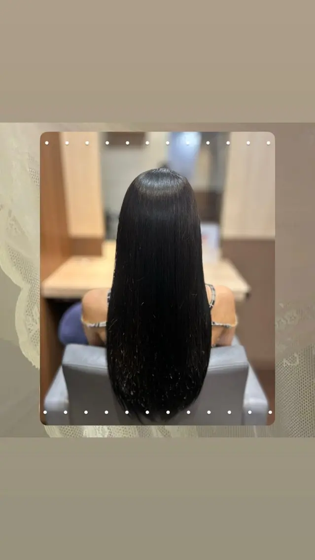 カラー 黒髪 ブルーカラー ブルーブラック 阿部 さくらのヘアスタイル