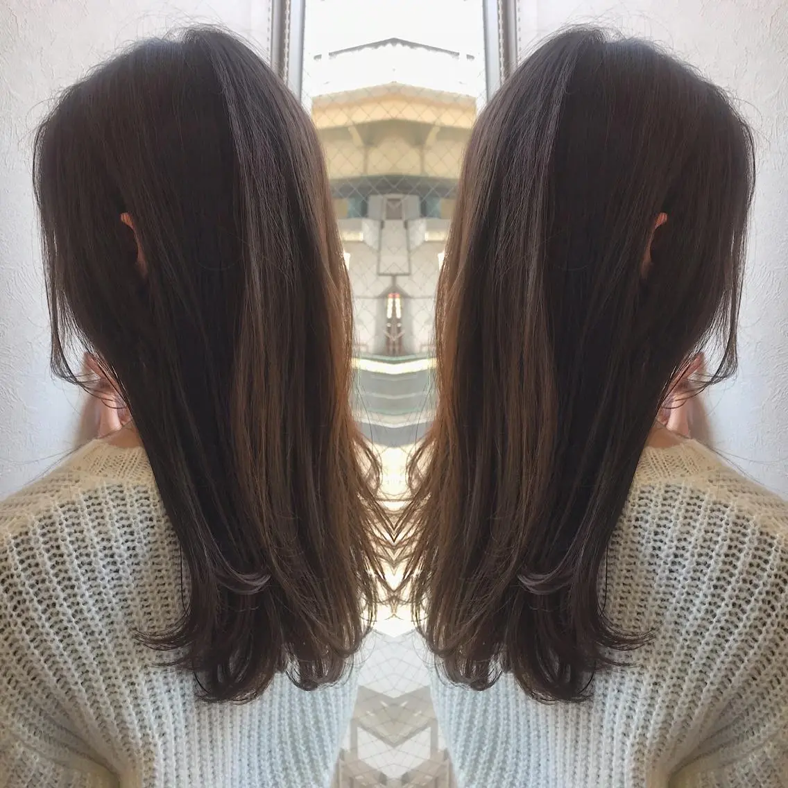 セミロング カラー アッシュ カット ヘアカラー 柴田 祐輔のヘアスタイル