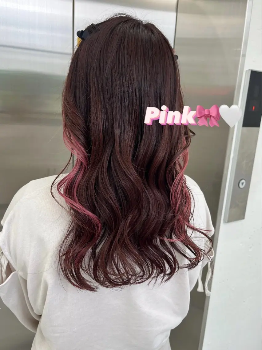 ロング カラー イヤリングカラー ピンクカラー 🫧‪Ameri🫧 Emma ecoleのヘアスタイル
