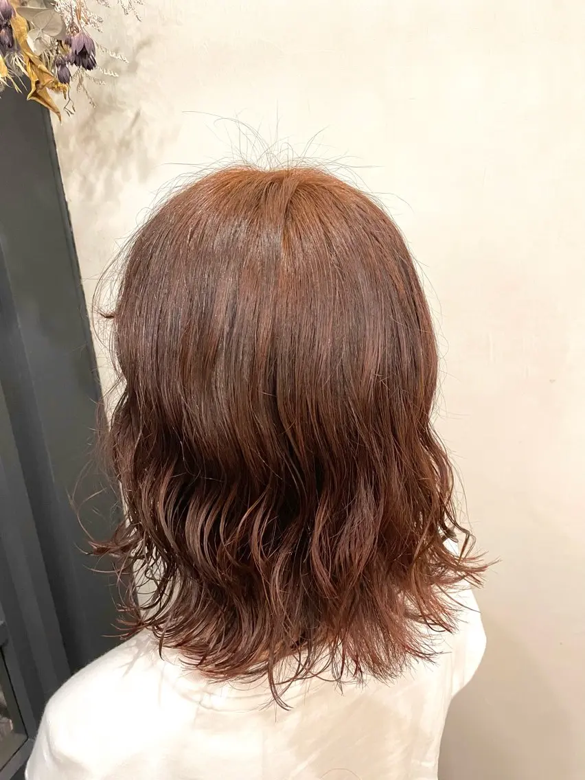 セミロング カラー パーマ オレンジ ✨レディースカット モデル募集✨イブキのヘアスタイル