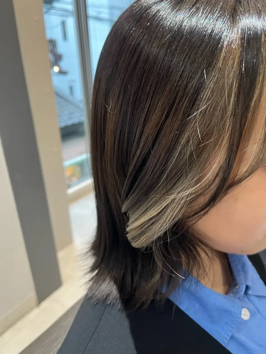 カラー ミストバング  フェイスフレーミング グレージュ よしおか †❤︎のヘアスタイル