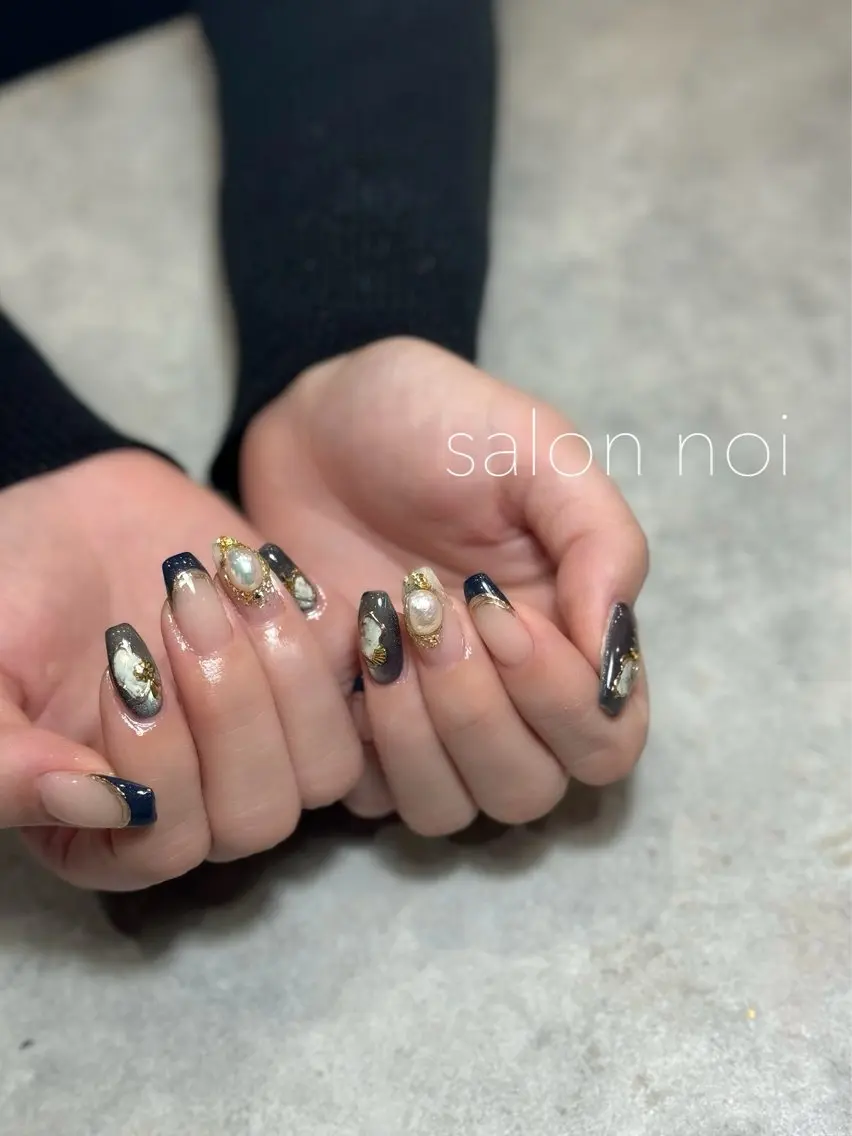 ネイル ネイビー ハンドネイル salon noiのネイルデザイン