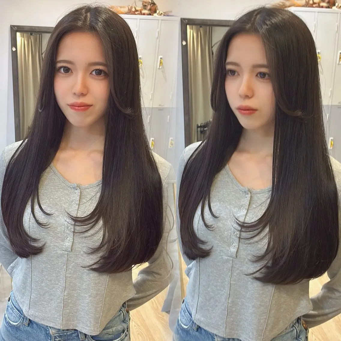 ロング レイヤーカット ロング カット ヘアカラー calna 古賀 菜摘のヘアスタイル