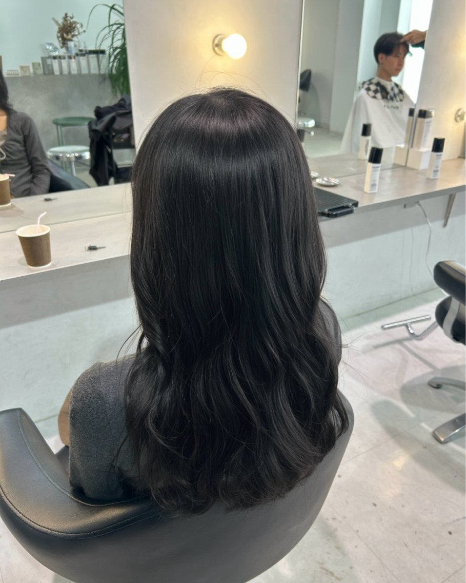 カラー 黒髪 透明感カラー グレーブラック 福井 莉奈/ALLHAIRのヘアスタイル