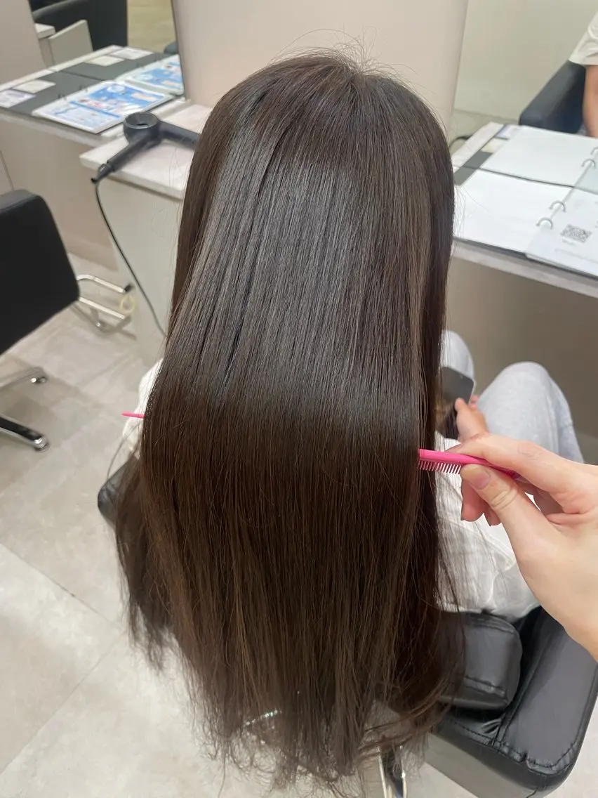 ロング カラー パーマ 縮毛矯正 藤原 さくらのヘアスタイル