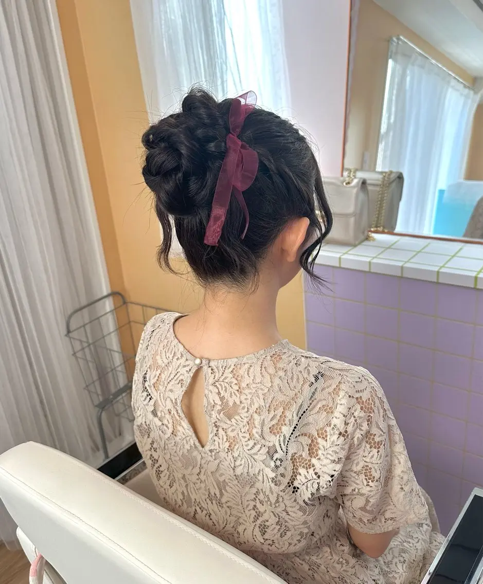 ロング ヘアアレンジ ヘアセット 杏寿 ヘアセットサロンのヘアスタイル