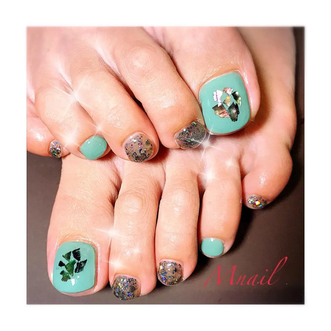 ネイル ブルー ラメ(グリッター) M nail 市原市ちはら台のネイルデザイン