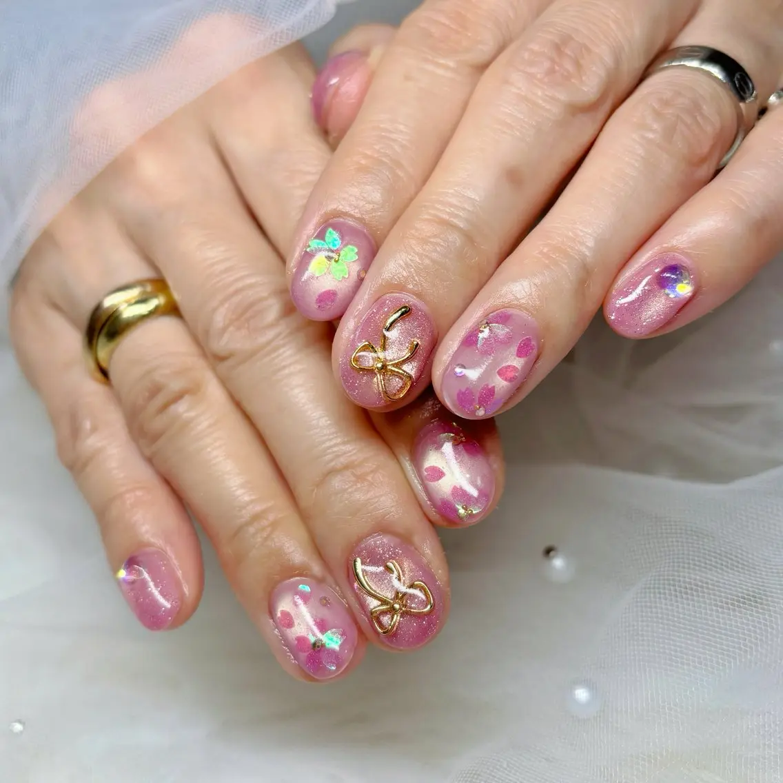 ネイル 桜ネイル ハンドネイル Y🩵 Jasmineのネイルデザイン