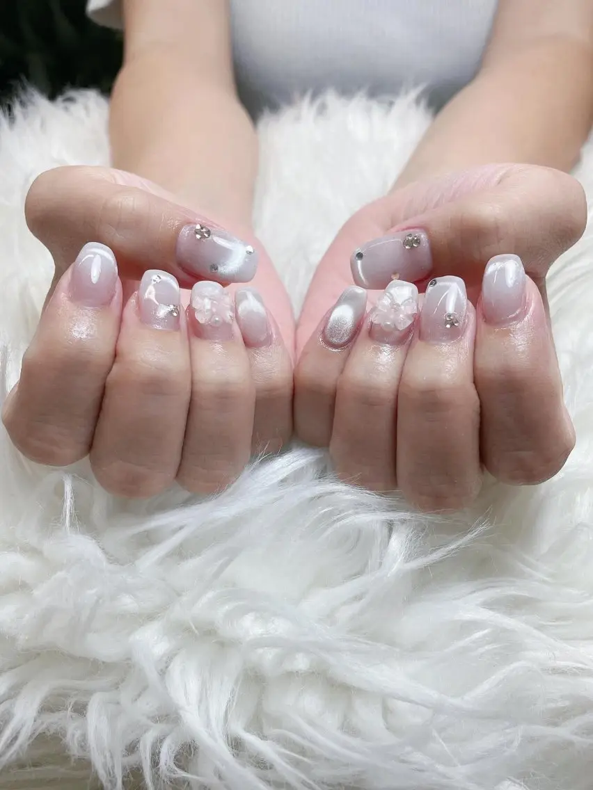 ネイル 長さ出し フレンチネイル グラデーション 韓国ネイル マグネットネイル ハンドネイル Lannie nailのネイルデザイン