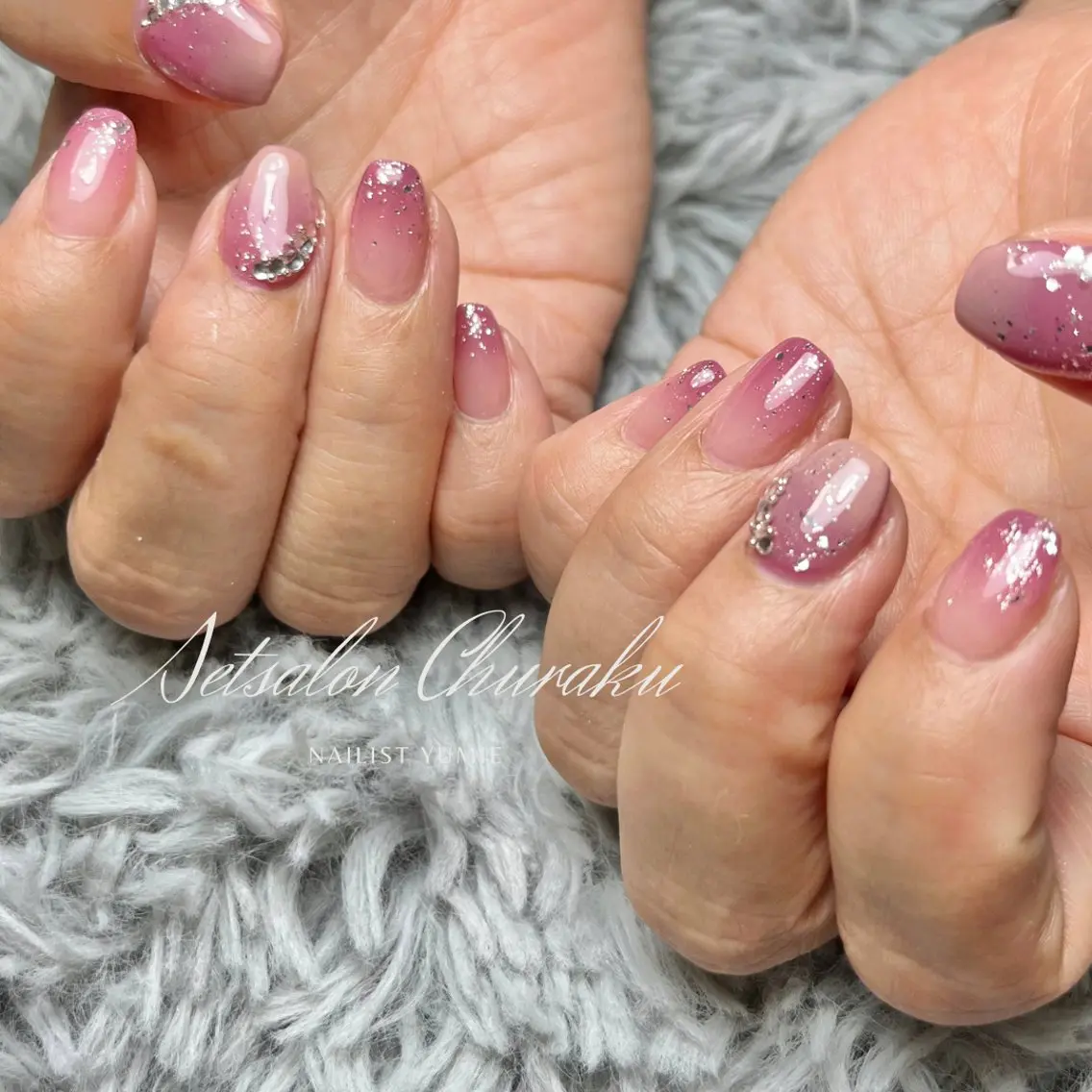 ネイル グラデーション ピンク ハンドネイル NAILSALON en+沖縄市美原のネイルデザイン
