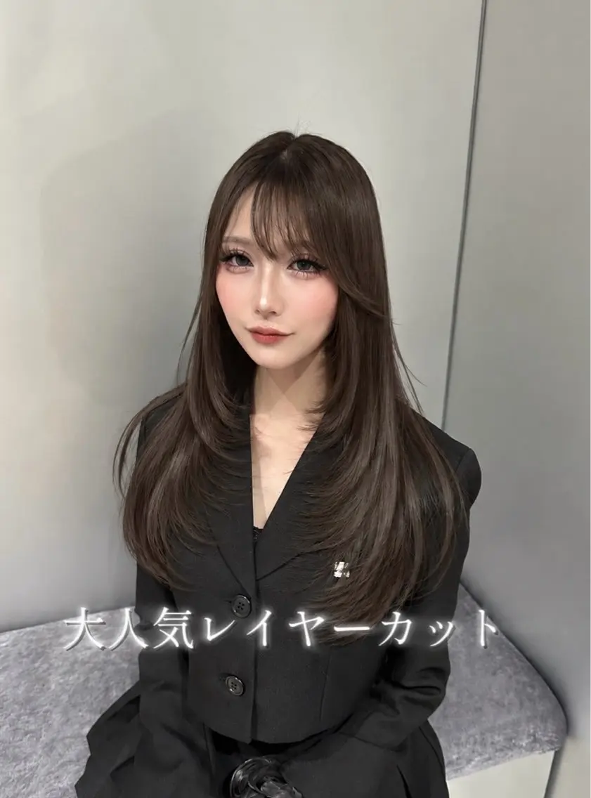 ロング ハイレイヤー レイヤーカット カット ヘアカラー トリートメント 💎韓国レイヤー× 髪質改善ゆうま💎のヘアスタイル