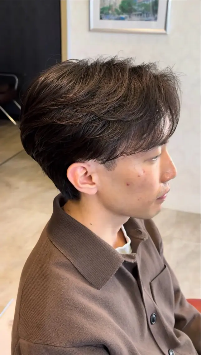 ショート パーマ メンズ センターパート フェザーパーマ メンズパーマ カット パーマ 🍁メンズ特化美容師 /関根玲空🍁のヘアスタイル