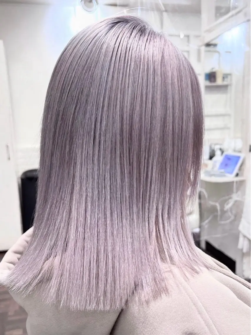 ミディアム カラー ブリーチ 透明感カラー ハイトーンカラー ラベンダーカラー ヘアカラー 池袋ブリーチ/ ハイトーン/Shunのヘアスタイル