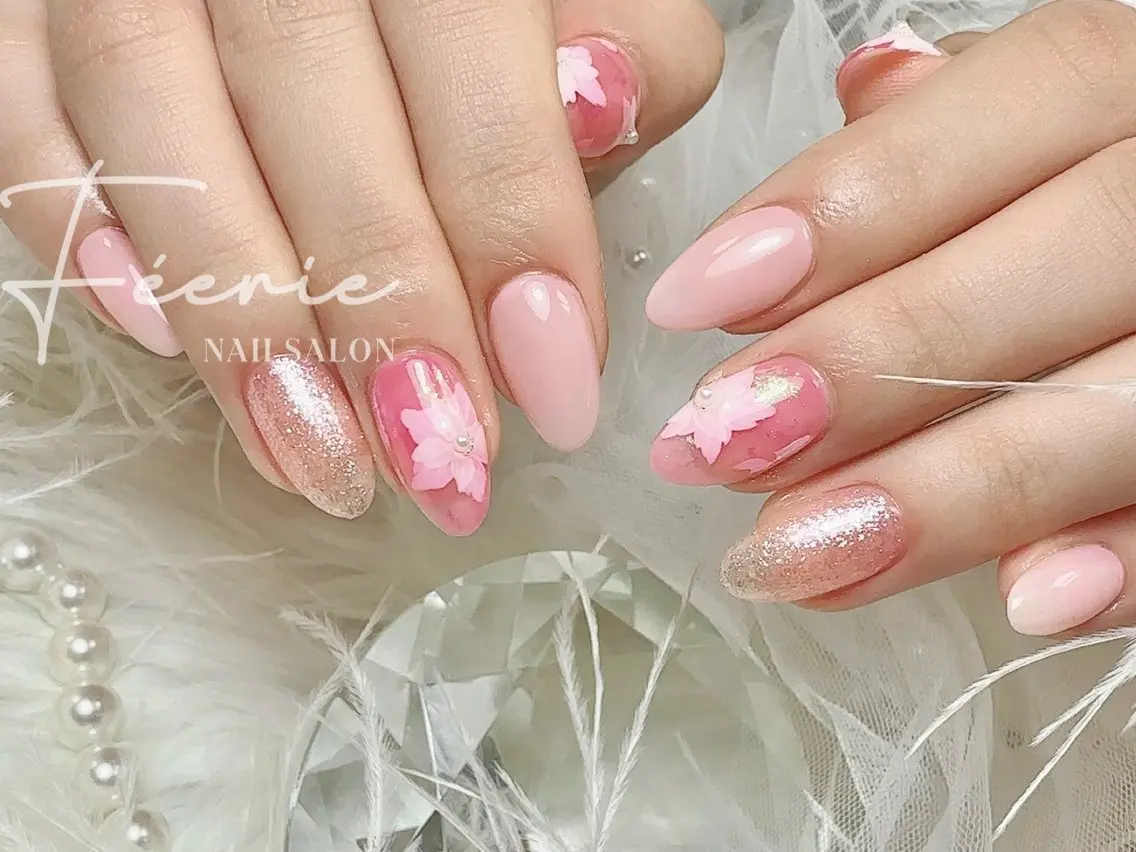 ネイル クリアネイル フットネイル フレンチネイル ジェルネイル 韓国ネイル ハンドネイル ハンドケア nail salon Feerieのネイルデザイン