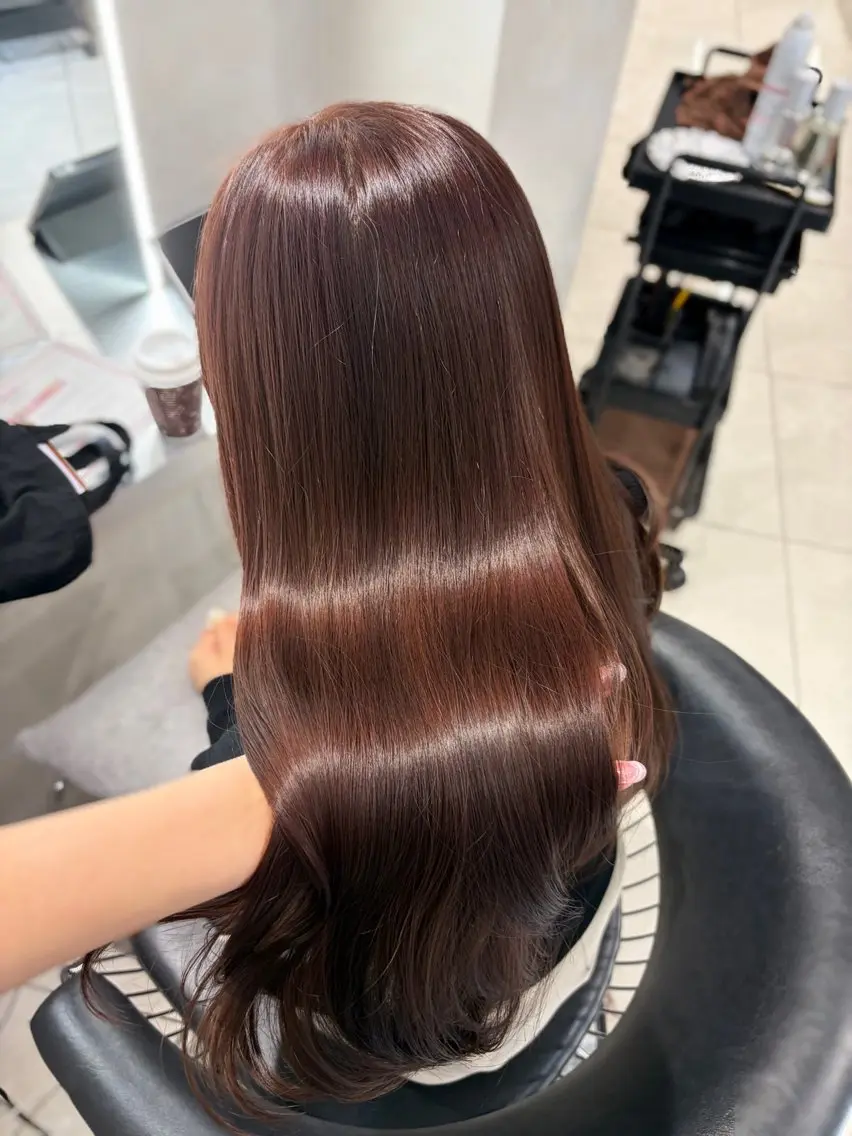 ロング カラー ボルドーカラー ブラウンカラー カット ヘアカラー トリートメント 韓国レイヤー×モテ髪 /MITSUKI🤍のヘアスタイル