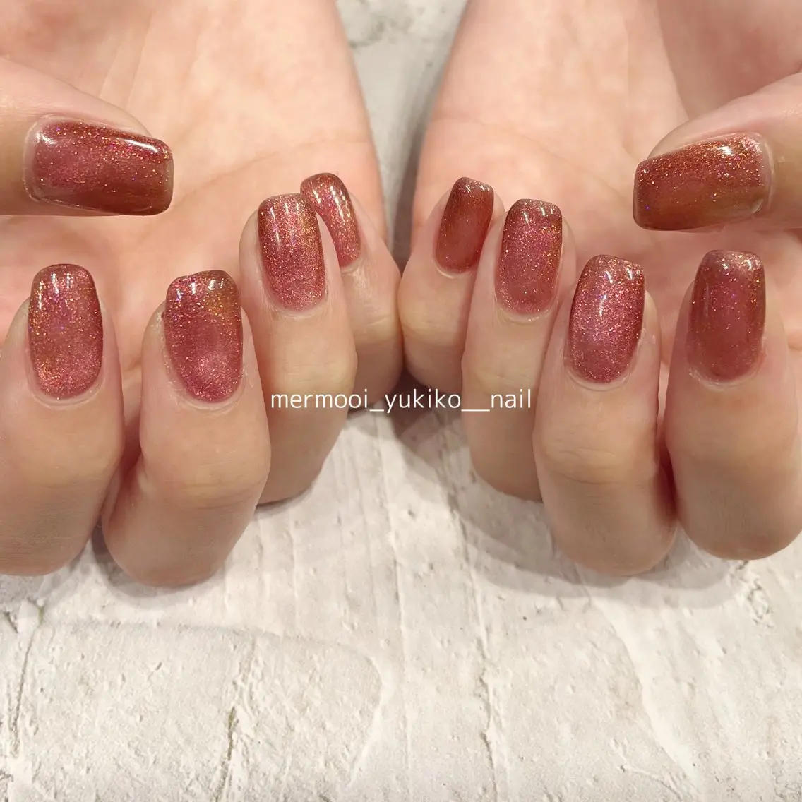 ネイル アートネイル ジェルネイル キラキラネイル 韓国ネイル マグネットネイル mermooi nailのネイルデザイン
