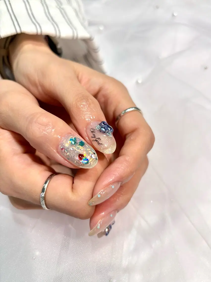 ネイル ブルー ハンドネイル Sai Yuinaのネイルデザイン